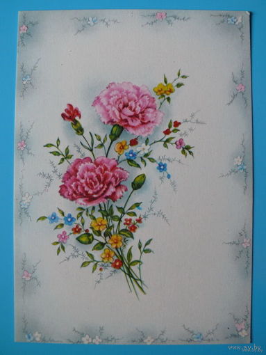 Открытка, Цветы - гвоздики (София, Болгария), 1980-е гг., чистая.