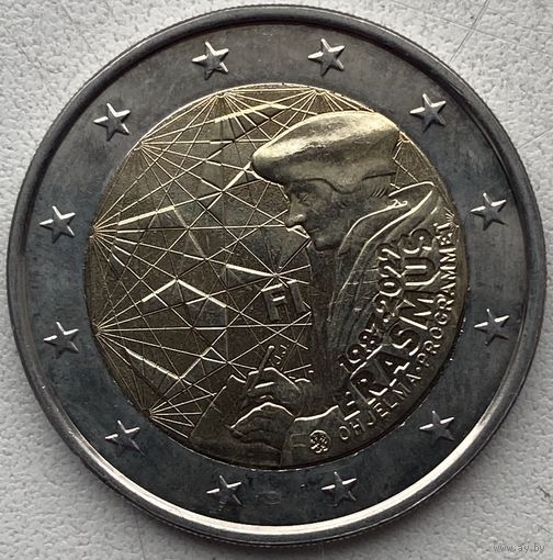 Финляндия 2 евро 2022 г. 35 лет программы Эразмус (Erasmus)