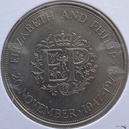 Великобритания 25 пенсов 1972 г. Королевская серебряная свадьба. В холдере