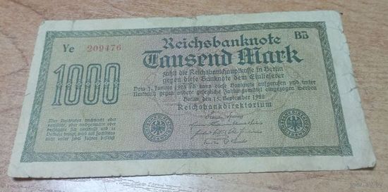 1000 марок 1922 года Германии
