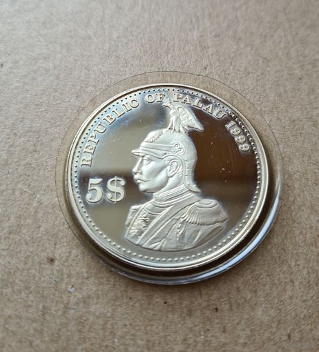 Республика Палау, Германское Самоа 5 долларов 1999 (серебро), REPUBLIC OF PALAU 1999 DEUTCH SAMOA 5$