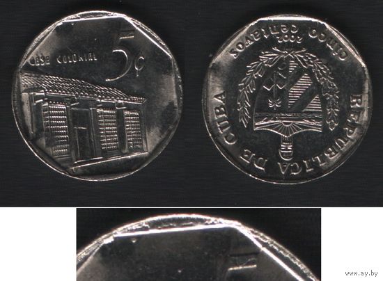 Куба km575.2 5 центаво 2002 год (тип2) арабск.цифры (_брак(om1(0(2 наплыв ТОРГ ЛЮБОЙ