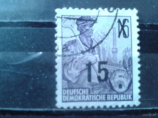 ГДР 1954 Стандарт Надпечатка 15 на 16