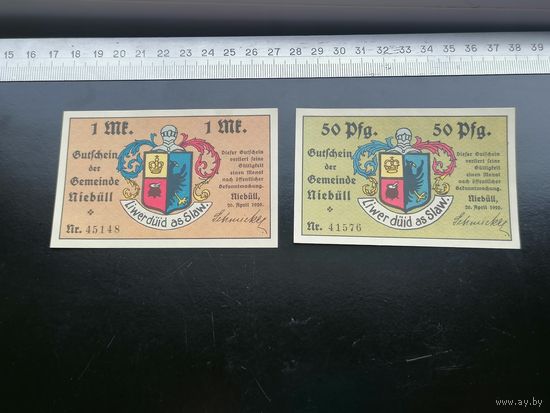 Германия-нотгельд  50. пфеннигов 1 марка1920 Niebull