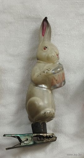 Ёлочная игрушка заяц с барабанном