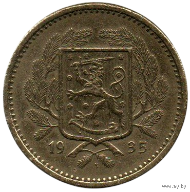 Финляндская Республика. Финляндия. 20 марок 1935 S. 31 мм. Нечастая (тираж 250000)