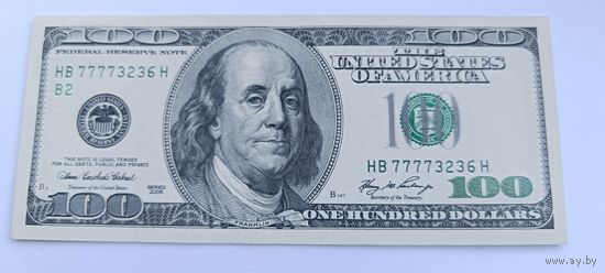 100 долларов США 2006 года, интересный номер HB 7777 32 36 H