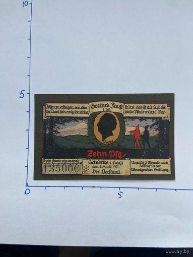 Нодгельд 10 пфеннигов Ширке и Харц. Веймарская республика - 0202