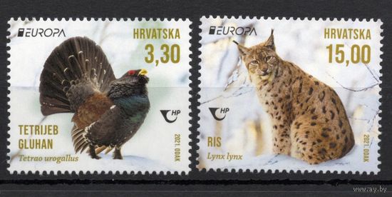 Хорватия 2021. EUROPA CEPT Фауна. Тетерев рысь 2 марки (1518)