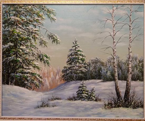 Картина маслом"Зима в лесу"