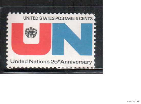 США-1970, (Мих.1021) , ** , ООН(одиночка)
