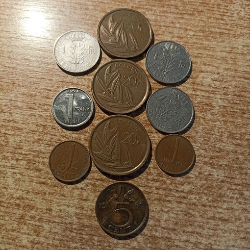 Монеты Бельгии и Нидерландов. Цена за все.