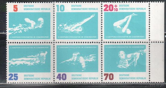 ГДР-1962,(Мих.907-912)  **  , Спорт (полная серия)