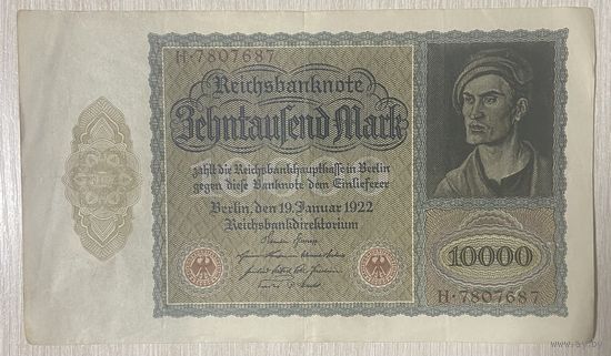 Банкнота 10000 марок 1922 год. Веймарская республика. С рубля без МЦ.