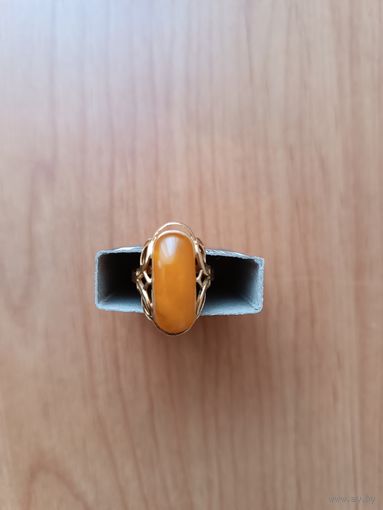 Кольцо с  Янтарем - латунь с позолотой