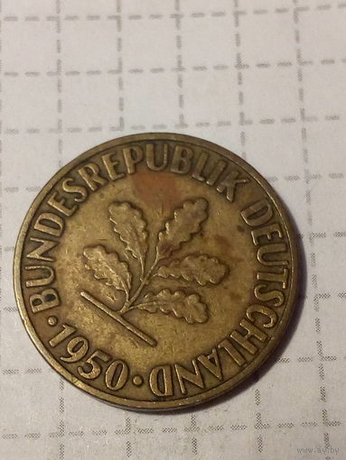 10 пфеннигов ФРГ 1950 год F