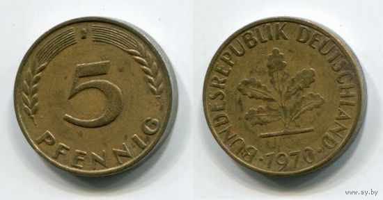 Германия. 5 пфеннигов (1970, буква J)