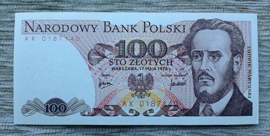Werty71 Польша 100 злотых 1976 UNC банкнота