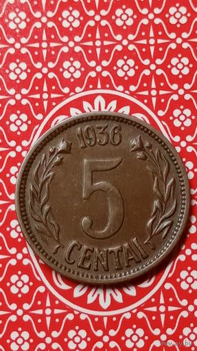 Литва 5 центов 1936