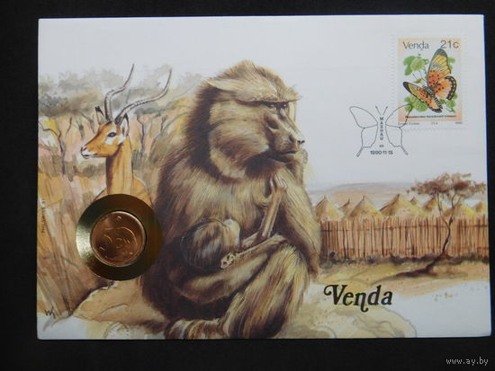 ЮАР 5 центов 1990 г конверт первого дня КПД