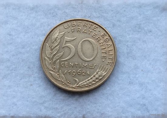 Werty71 Франция 50 сантимов 1962 Редкий номинал не 1/2 франка
