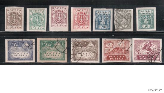 Польша- 1919,(Мих.89-100)  ** / * /  гаш.  , Стандарт,  Герб (полная серия)