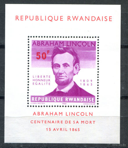 Руанда - 1965г. - Авраам Линкольн - полная серия, MNH [Mi bl. 3] - 1 блок