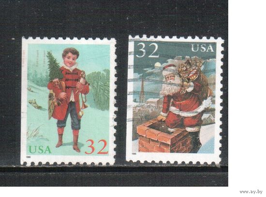 (США-1995 (Мих.2644,2646) , гаш. ,  Рождество,Новый Год,