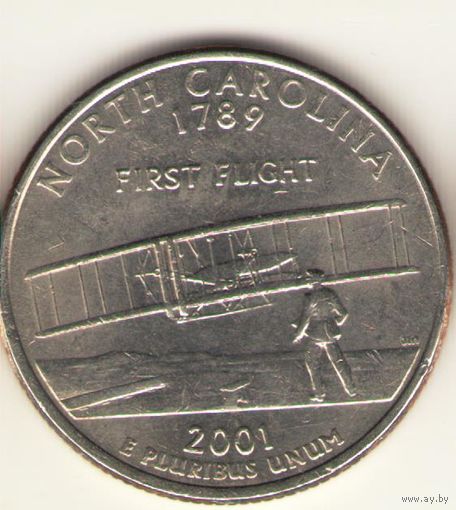25 центов 2001 г. Северная Каролина. "Р"