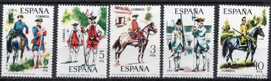 Испания 1975. Всадники и мушкетёры. Кони  5 марок 2130-34
