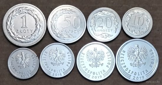 Польша, 10, 20, 50 грошей и 1 злотый 2019 г. МАГНИТНЫЕ. Редкость