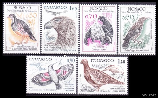 1982 Монако 1520-1525 Хищные птицы 12,00 евро