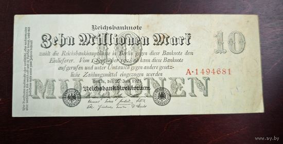1923 год Германия 10 000 000 марок