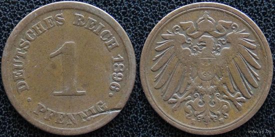 YS: Германия, Рейх, 1 пфенниг 1896E, KM# 10