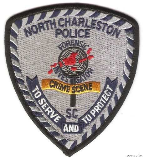 Нарукавный знак судебно-медицинского эксперта полиции на месте преступления, Северный Чарльстон, штат Южная Каролина,США