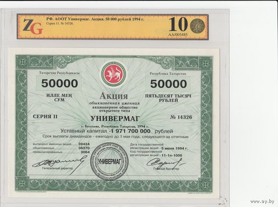 Акция. Универмаг. 1994 года. Приватизация. Экспертиза
