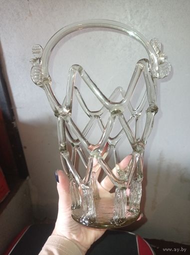 Ваза СССР, корзинка СССР, корзинка из стекла