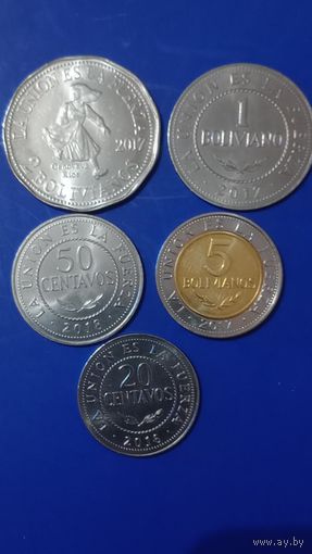 Боливия набор монет 5 штук 2016-2018