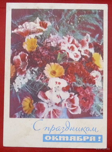 С праздником Октября! Чистая. 1966 года. Костенко. *371.