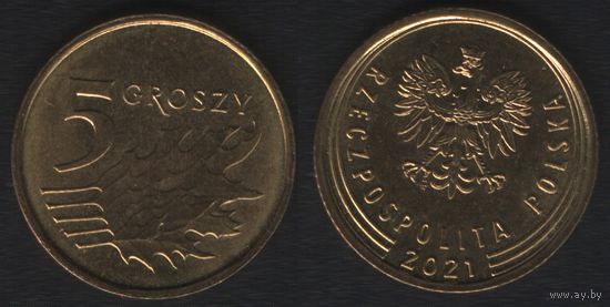 Польша y925 5 грош 2021 год (mw) (_alb2