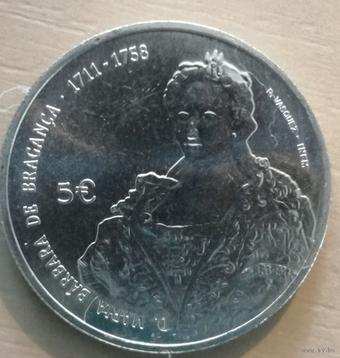 Португалия 5 евро, 2015 Королевы Европы - Барбара Португальская, KM# 876