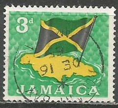 Ямайка. Флаг и карта страны. 1964г. Mi#223.