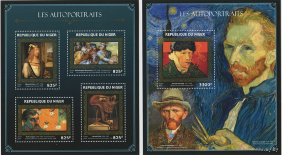 Нигер 2016г  Живопись  ИСКУССТВО КАРТИНЫ  золото  к/б+бл MNH