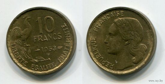 Франция. 10 франков (1953, буква B, XF)