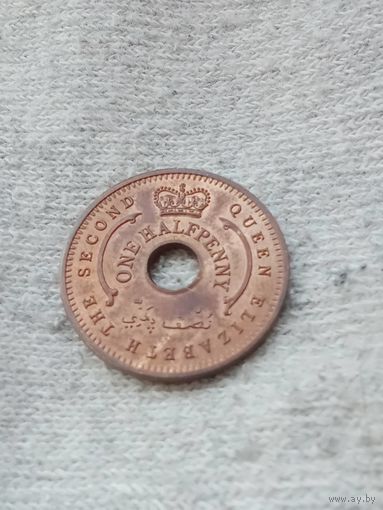 20. Распродажа коллекции! Британская Нигерия 1/2 пенни 1959г. Нечастая! аUNC!