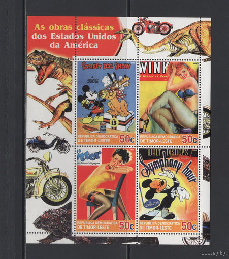 Живопись Восточный Тимор 2004** Уолт Дисней (Walt Disney) Герои мультфильмов, плакат Пин-Ап (pin-up girl)