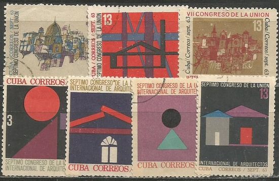 Куба. 7-й конгресс Международного Союза архитекторов. 1963г. Mi#864-65,67-71. .