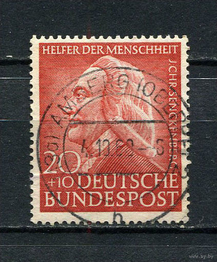 ФРГ - 1953 - Иоганн Христиан Зенкенберг - (есть тонкое место) - [Mi.175] - 1 марка. Гашеная.  (LOT Db30)