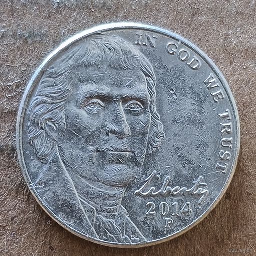 США 5 центов 2014 г., Джефферсон Никель, мд. "Р" Филадельфия, KM# 381