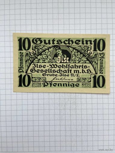 Нотгельд 10 пфеннигов Германия Ильзенбург-0501